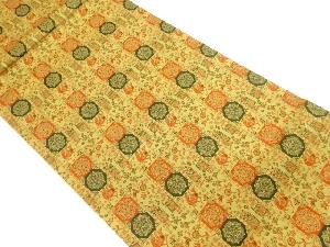 華紋に馬・鳥・花唐草模様織出し全通袋帯